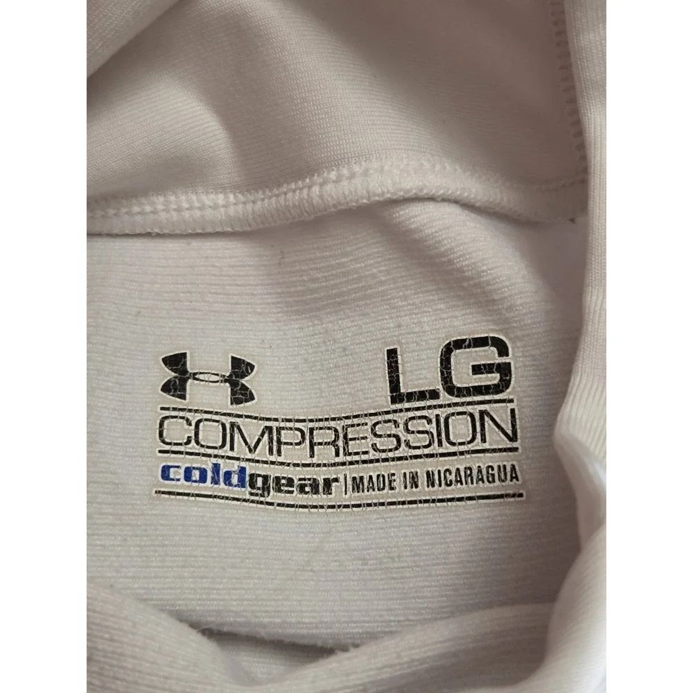 Under Armour Compression Mock Neck Shirt Mens Large White ColdGear Long Sleeve